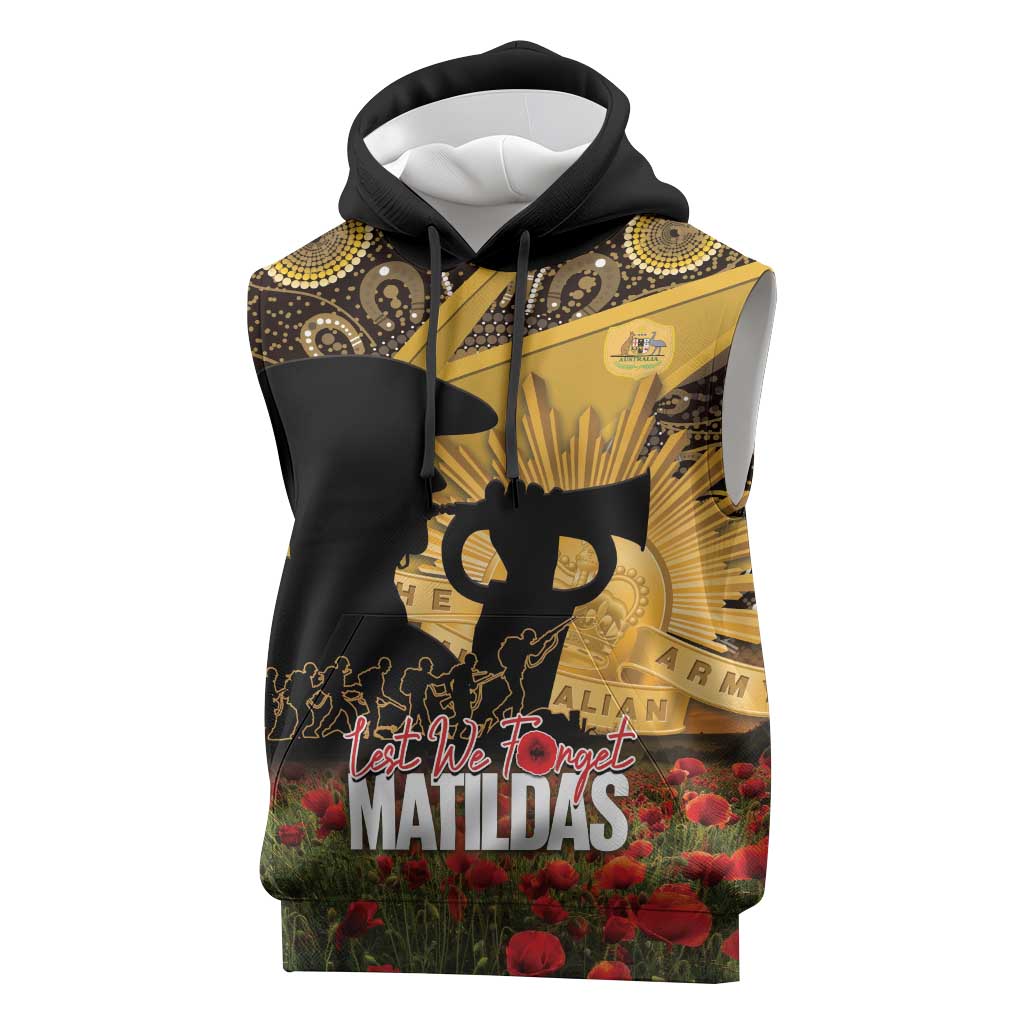 Personalised Australia Matildas ANZAC Day Sleeveless Hoodie Last Post Poppy Lest We Forget