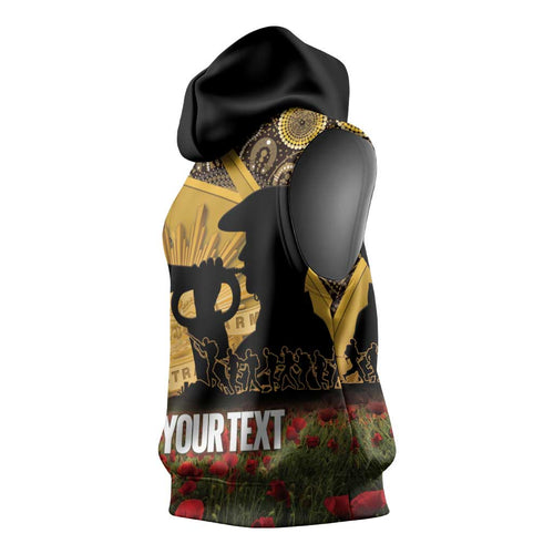 Personalised Australia Matildas ANZAC Day Sleeveless Hoodie Last Post Poppy Lest We Forget