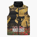Personalised Australia Matildas ANZAC Day Sleeveless Puffer Jacket Last Post Poppy Lest We Forget