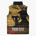 Personalised Australia Matildas ANZAC Day Sleeveless Puffer Jacket Last Post Poppy Lest We Forget