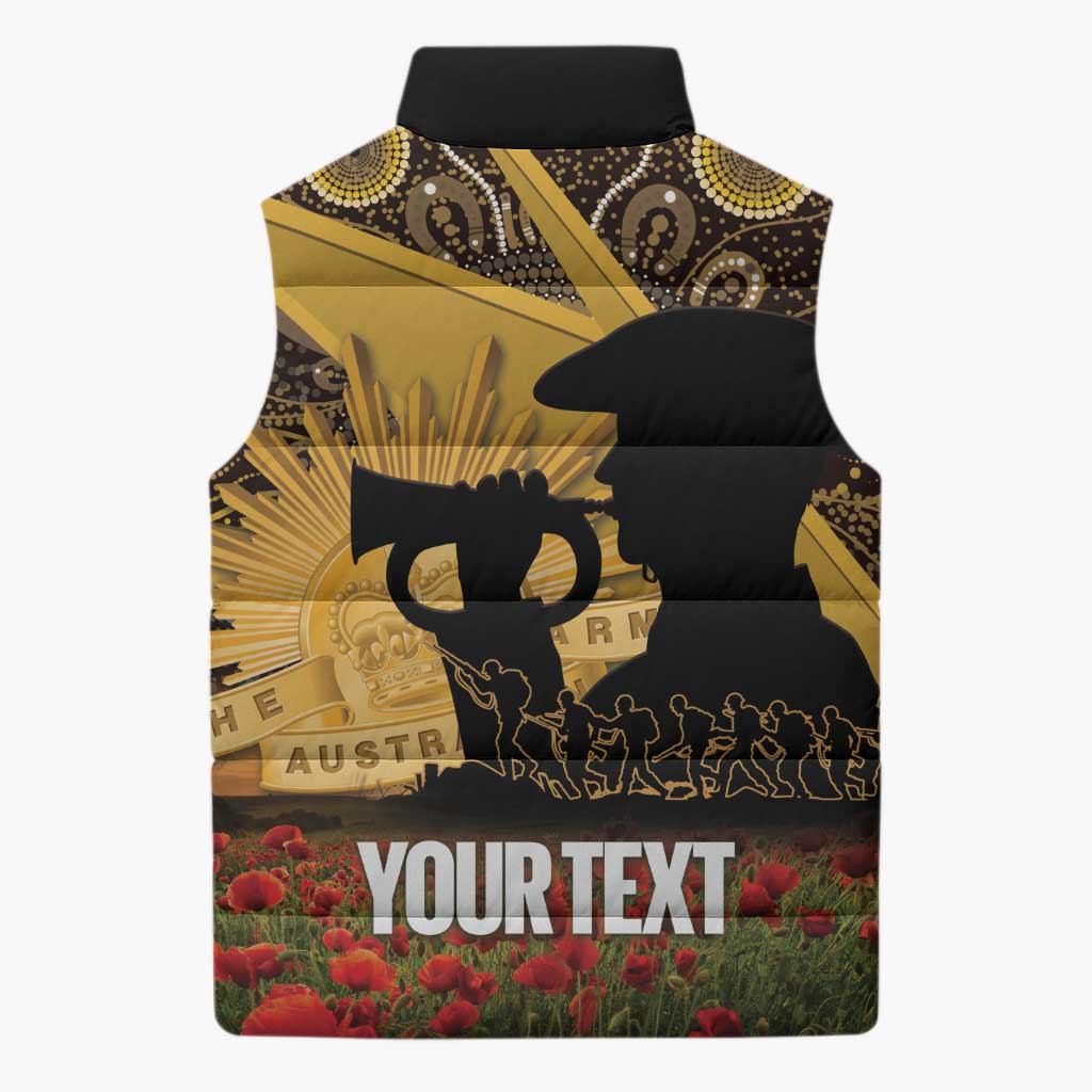Personalised Australia Matildas ANZAC Day Sleeveless Puffer Jacket Last Post Poppy Lest We Forget