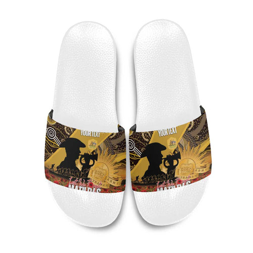 Personalised Australia Matildas ANZAC Day Slide Sandals Last Post Poppy Lest We Forget