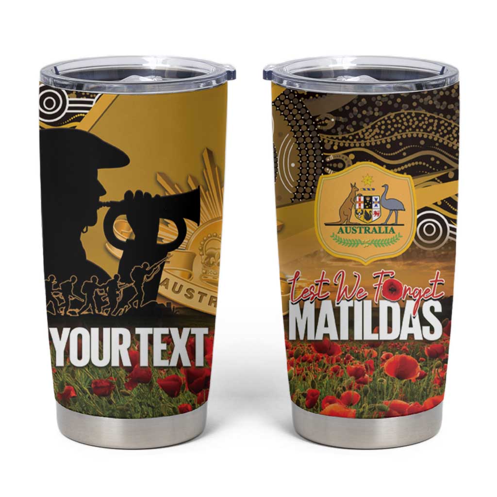 Personalised Australia Matildas ANZAC Day Tumbler Cup Last Post Poppy Lest We Forget