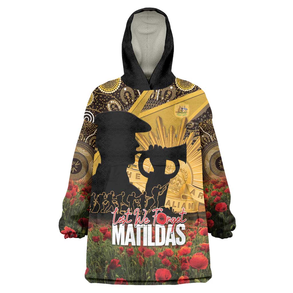 Personalised Australia Matildas ANZAC Day Wearable Blanket Hoodie Last Post Poppy Lest We Forget