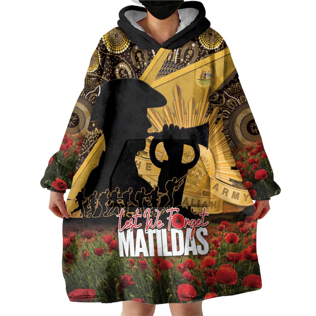 Personalised Australia Matildas ANZAC Day Wearable Blanket Hoodie Last Post Poppy Lest We Forget
