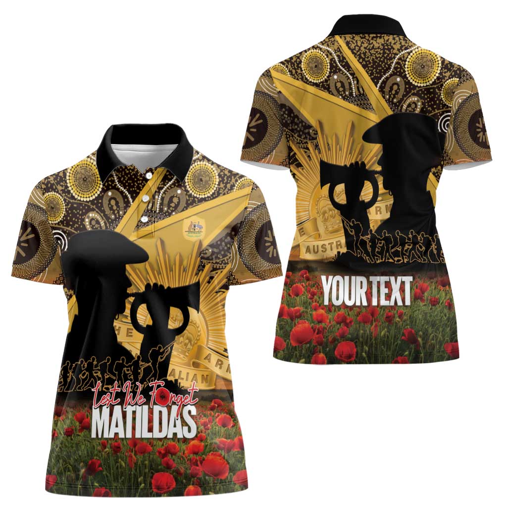Personalised Australia Matildas ANZAC Day Women Polo Shirt Last Post Poppy Lest We Forget