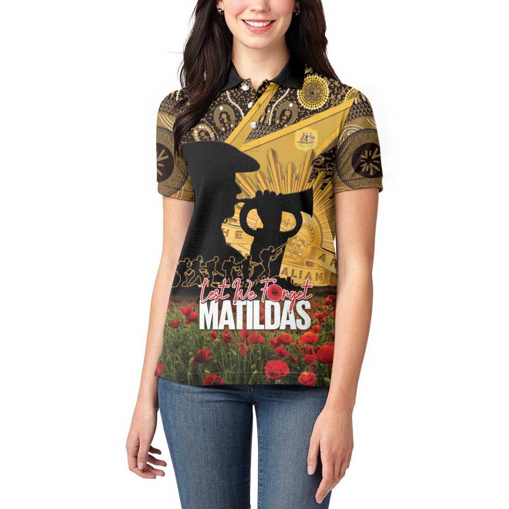 Personalised Australia Matildas ANZAC Day Women Polo Shirt Last Post Poppy Lest We Forget