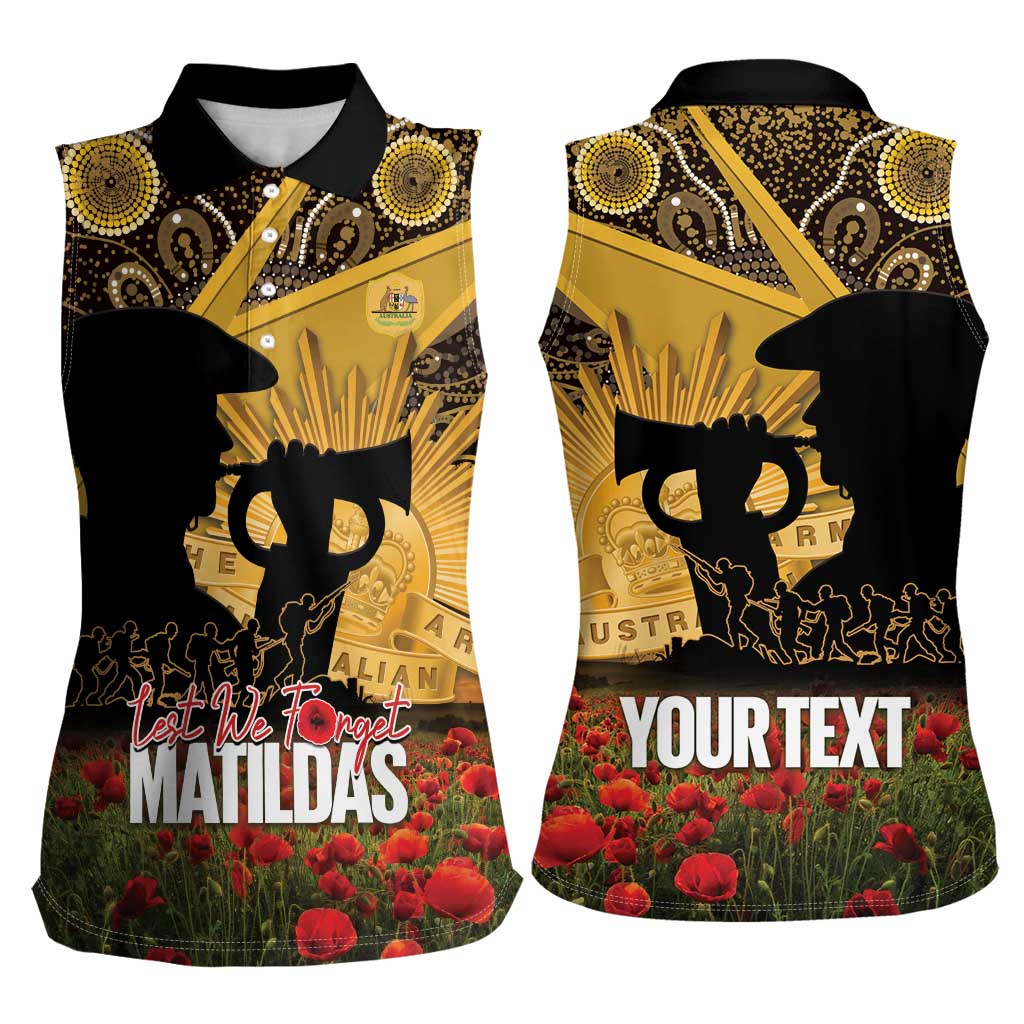 Personalised Australia Matildas ANZAC Day Women Sleeveless Polo Shirt Last Post Poppy Lest We Forget