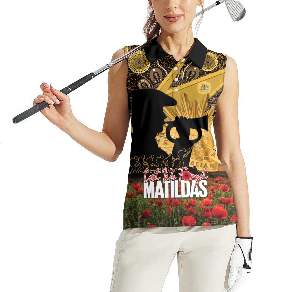 Personalised Australia Matildas ANZAC Day Women Sleeveless Polo Shirt Last Post Poppy Lest We Forget