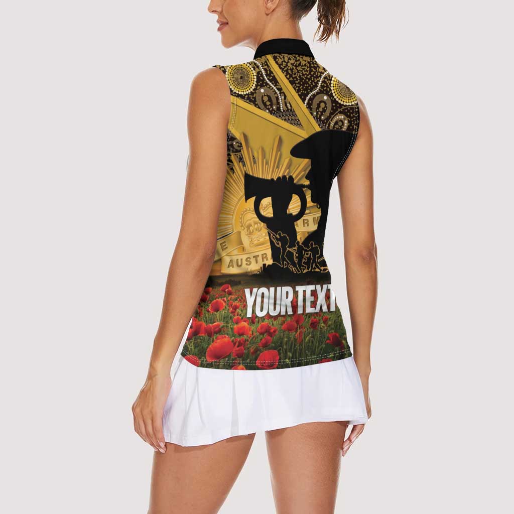 Personalised Australia Matildas ANZAC Day Women Sleeveless Polo Shirt Last Post Poppy Lest We Forget