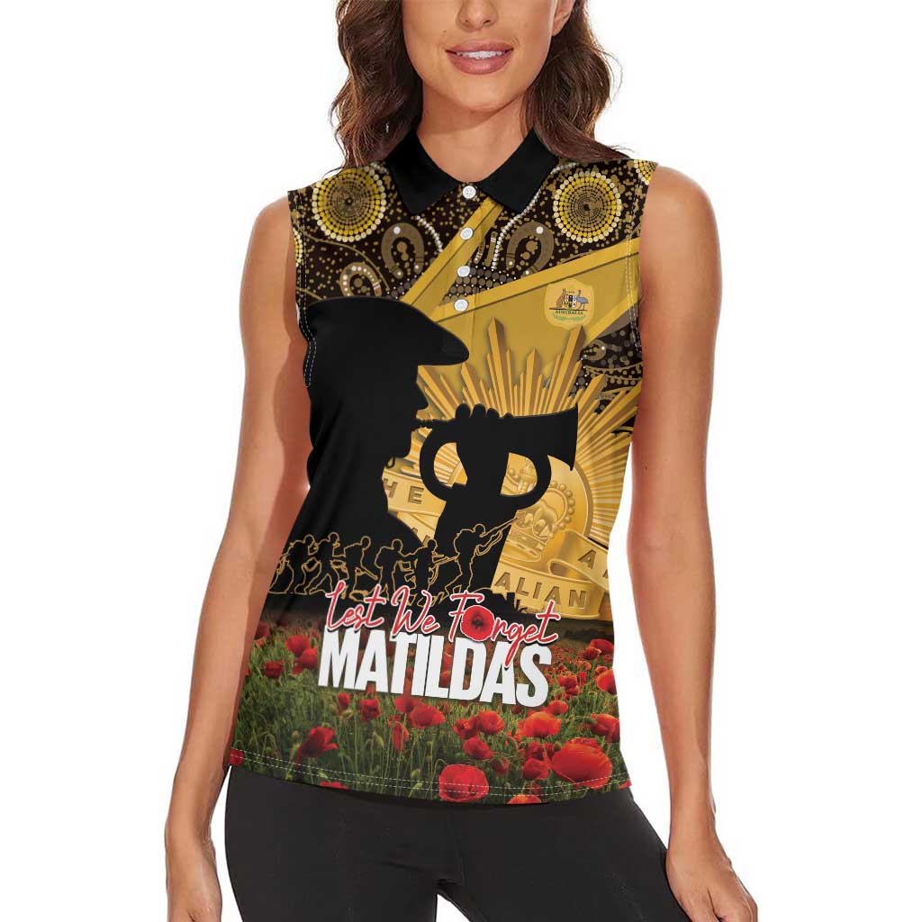 Personalised Australia Matildas ANZAC Day Women Sleeveless Polo Shirt Last Post Poppy Lest We Forget