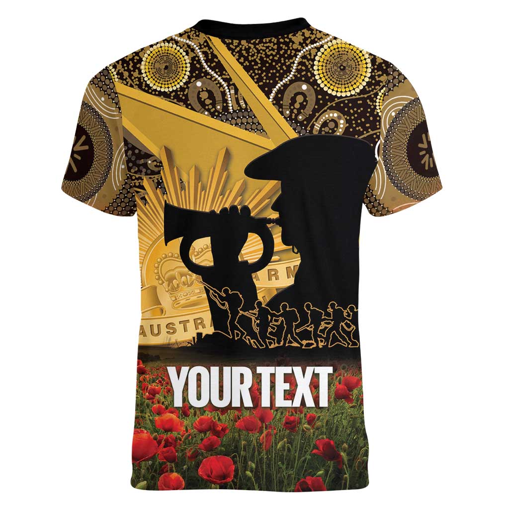 Personalised Australia Matildas ANZAC Day Women V-Neck T-Shirt Last Post Poppy Lest We Forget
