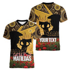 Personalised Australia Matildas ANZAC Day Women V-Neck T-Shirt Last Post Poppy Lest We Forget