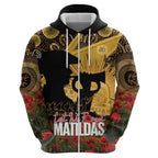 Personalised Australia Matildas ANZAC Day Zip Hoodie Last Post Poppy Lest We Forget