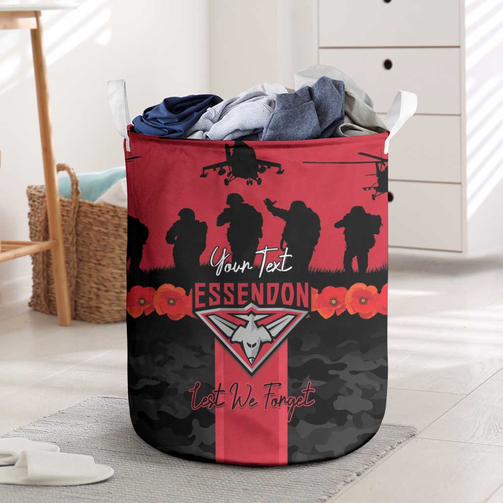 Personalised Essendon Football ANZAC Day Laundry Basket Bombers Poppy Lest We Forget