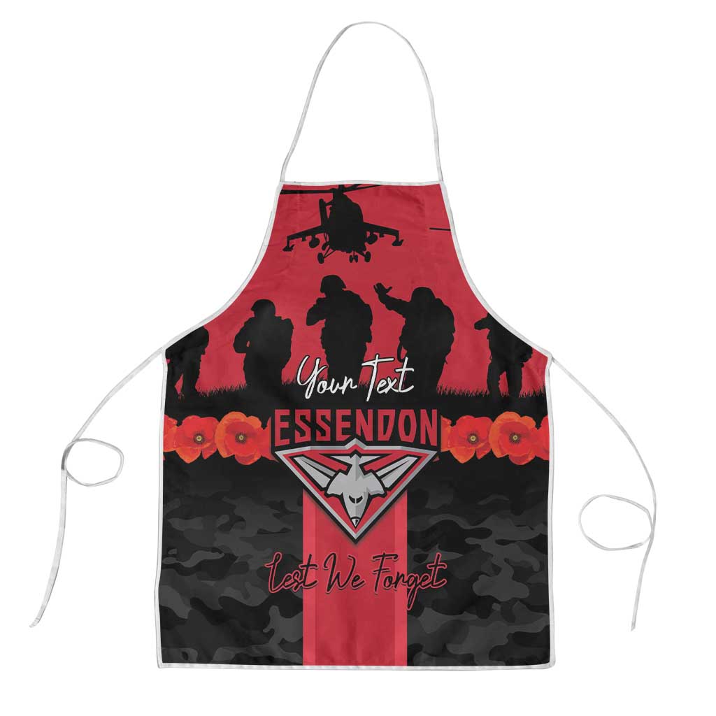 Personalised Essendon Football ANZAC Day Apron Bombers Poppy Lest We Forget