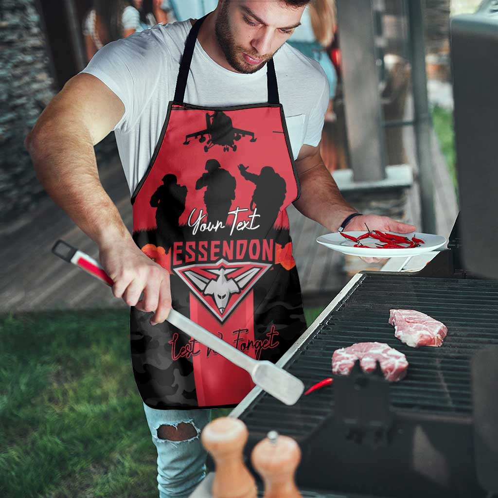 Personalised Essendon Football ANZAC Day Apron Bombers Poppy Lest We Forget
