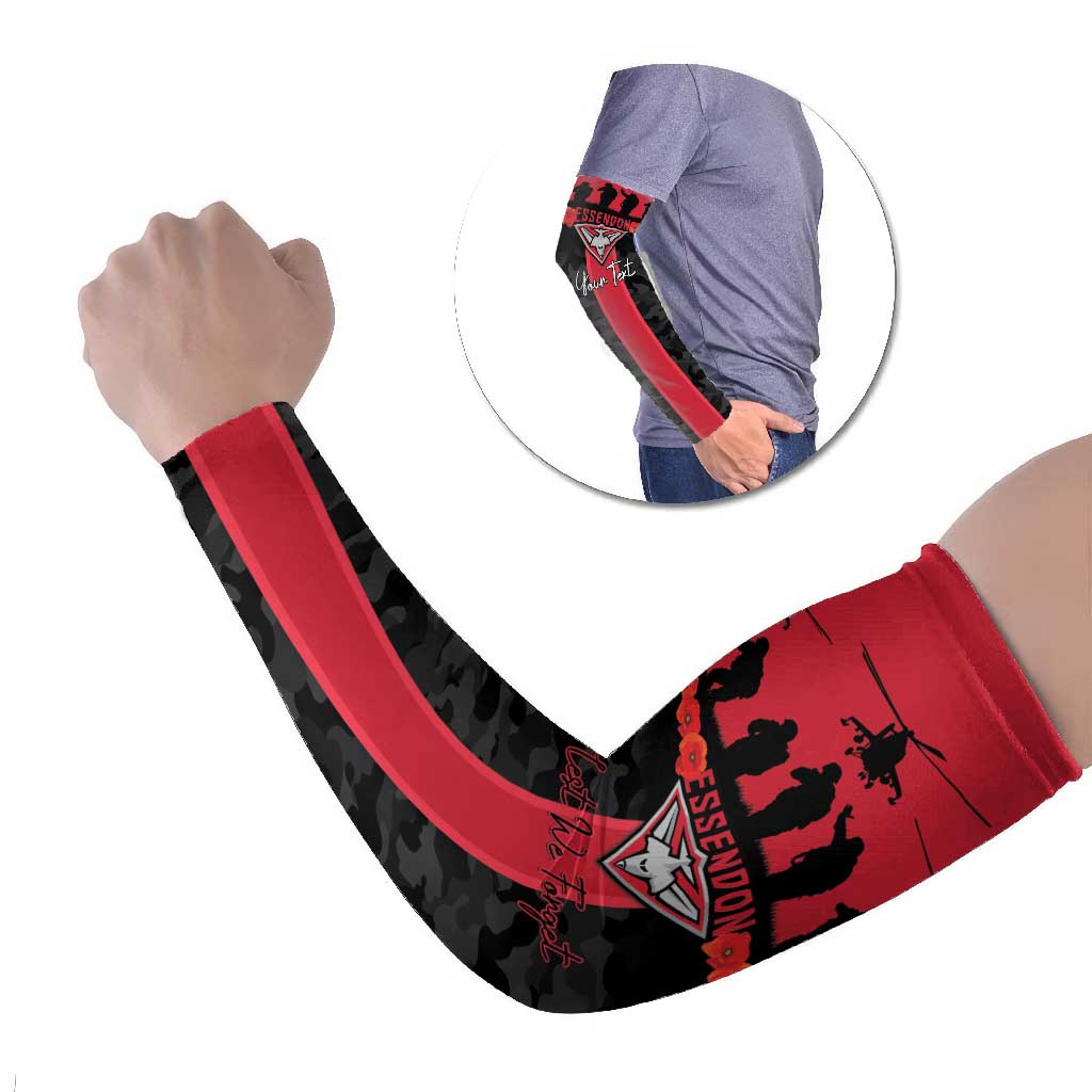 Personalised Essendon Football ANZAC Day Arm Sleeves Bombers Poppy Lest We Forget