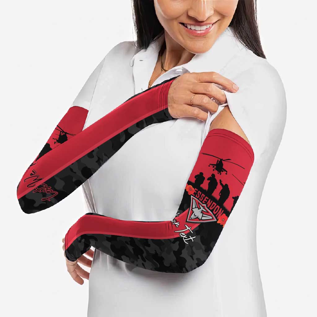 Personalised Essendon Football ANZAC Day Arm Sleeves Bombers Poppy Lest We Forget