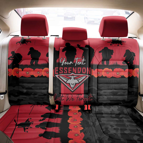 Personalised Essendon Football ANZAC Day Back Car Seat Cover Bombers Poppy Lest We Forget