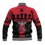 Personalised Essendon Football ANZAC Day Baseball Jacket Bombers Poppy Lest We Forget