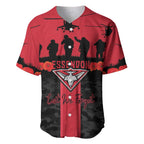 Personalised Essendon Football ANZAC Day Baseball Jersey Bombers Poppy Lest We Forget