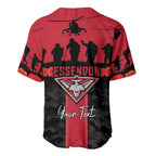 Personalised Essendon Football ANZAC Day Baseball Jersey Bombers Poppy Lest We Forget