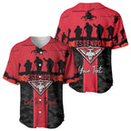 Personalised Essendon Football ANZAC Day Baseball Jersey Bombers Poppy Lest We Forget