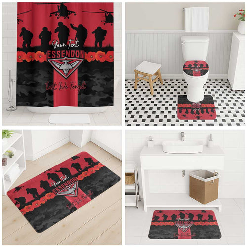 Personalised Essendon Football ANZAC Day Bathroom Set Bombers Poppy Lest We Forget