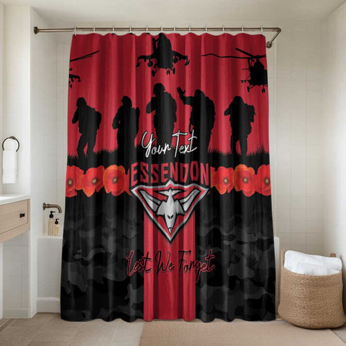Personalised Essendon Football ANZAC Day Bathroom Set Bombers Poppy Lest We Forget