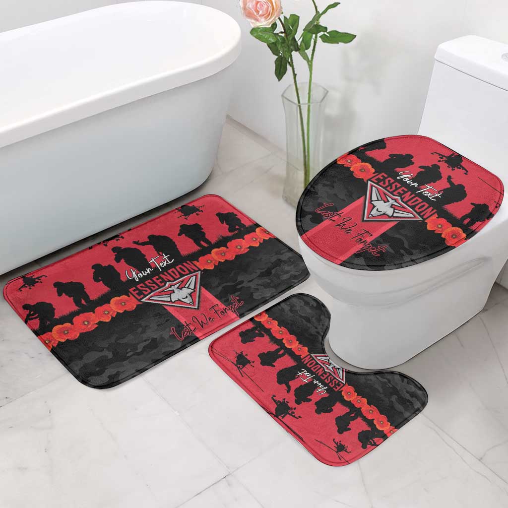Personalised Essendon Football ANZAC Day Bathroom Set Bombers Poppy Lest We Forget