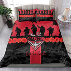 Personalised Essendon Football ANZAC Day Bedding Set Bombers Poppy Lest We Forget