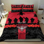 Personalised Essendon Football ANZAC Day Bedding Set Bombers Poppy Lest We Forget