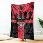 Personalised Essendon Football ANZAC Day Blanket Bombers Poppy Lest We Forget
