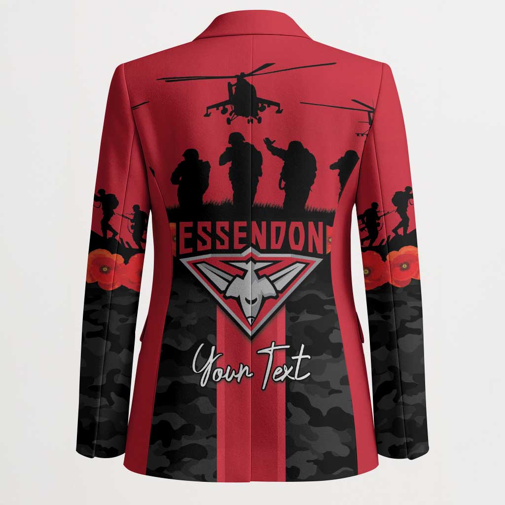 Personalised Essendon Football ANZAC Day Blazer Bombers Poppy Lest We Forget