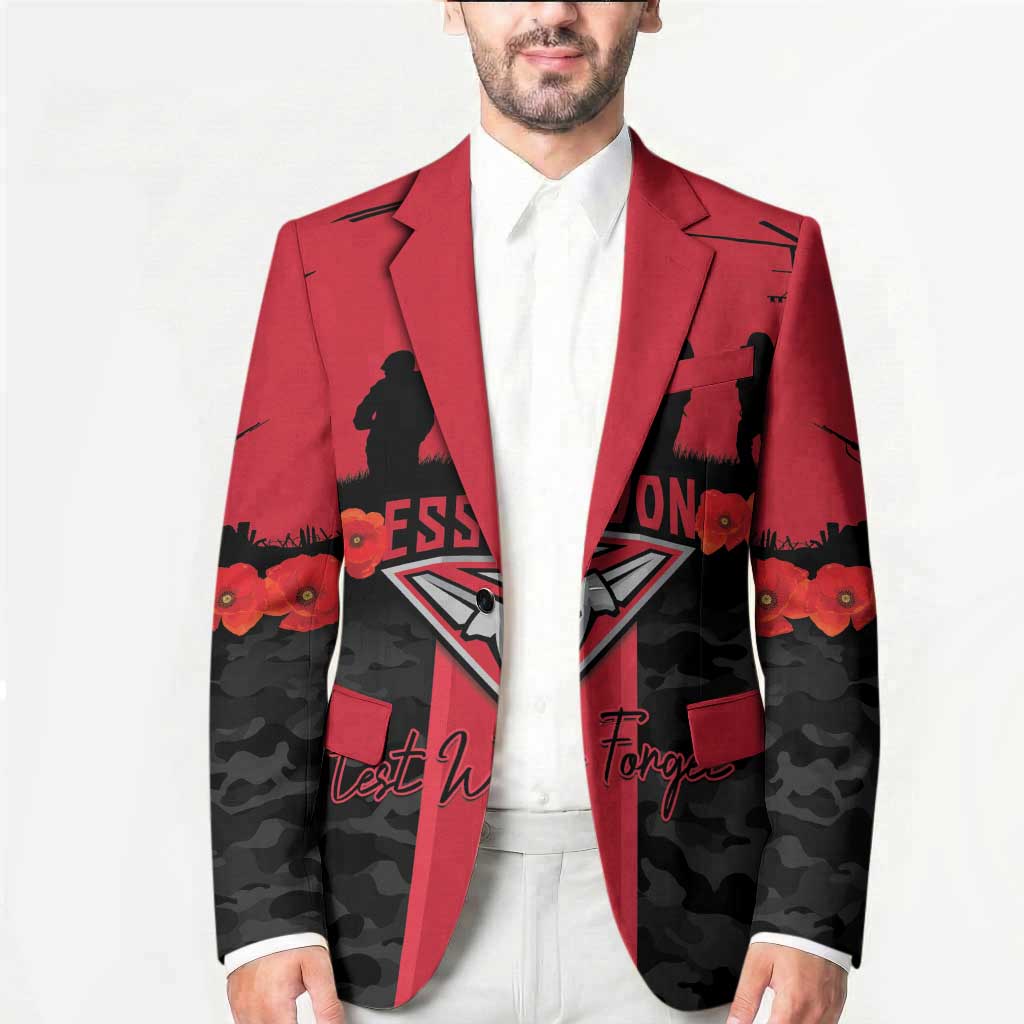 Personalised Essendon Football ANZAC Day Blazer Bombers Poppy Lest We Forget