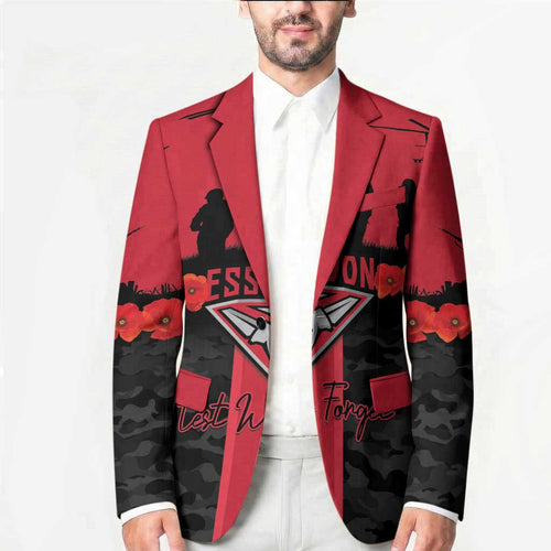 Personalised Essendon Football ANZAC Day Blazer Bombers Poppy Lest We Forget