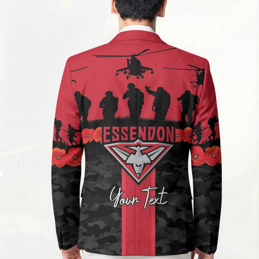 Personalised Essendon Football ANZAC Day Blazer Bombers Poppy Lest We Forget