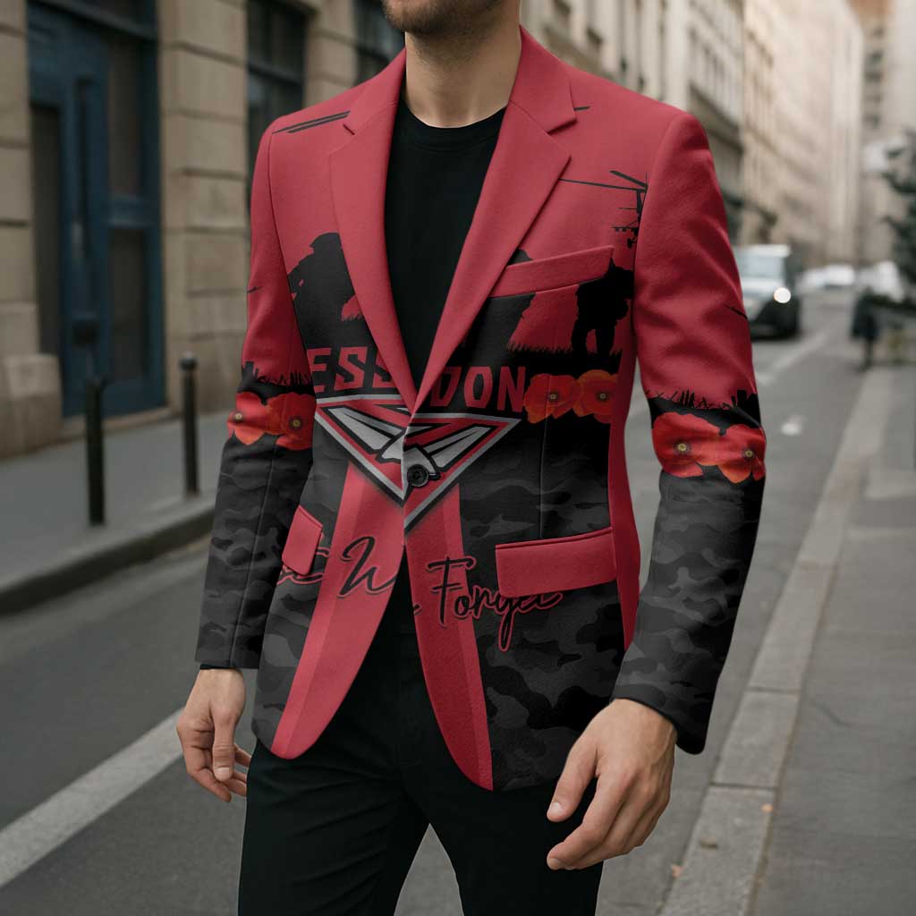 Personalised Essendon Football ANZAC Day Blazer Bombers Poppy Lest We Forget
