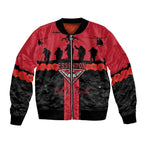 Personalised Essendon Football ANZAC Day Bomber Jacket Bombers Poppy Lest We Forget