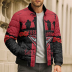 Personalised Essendon Football ANZAC Day Bomber Puffer Jacket Bombers Poppy Lest We Forget
