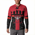 Personalised Essendon Football ANZAC Day Button Sweatshirt Bombers Poppy Lest We Forget