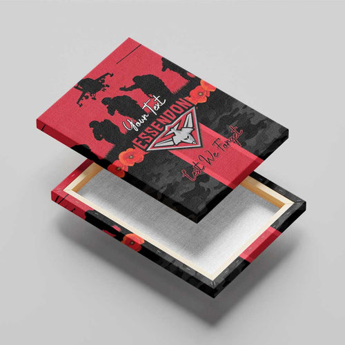 Personalised Essendon Football ANZAC Day Canvas Wall Art Bombers Poppy Lest We Forget