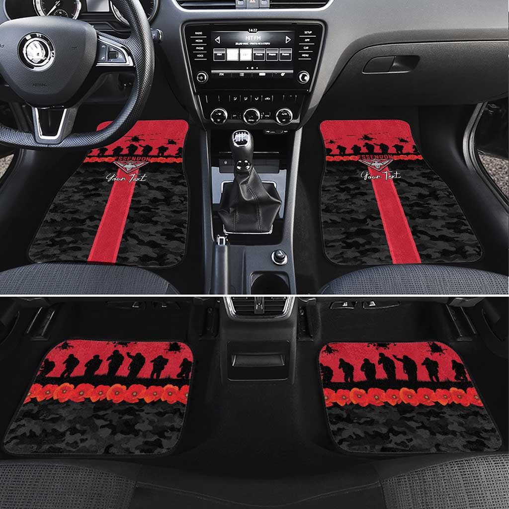 Personalised Essendon Football ANZAC Day Car Mats Bombers Poppy Lest We Forget