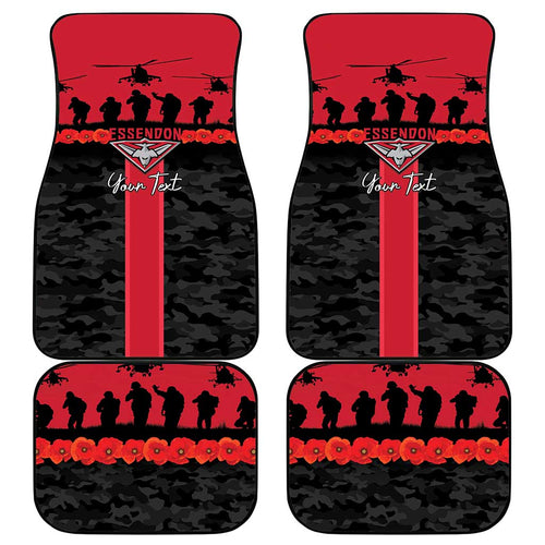 Personalised Essendon Football ANZAC Day Car Mats Bombers Poppy Lest We Forget