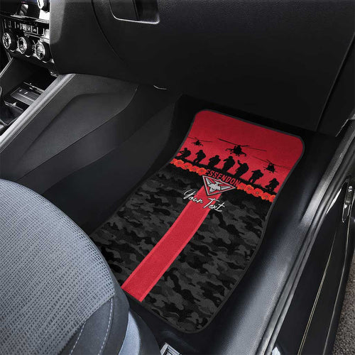 Personalised Essendon Football ANZAC Day Car Mats Bombers Poppy Lest We Forget
