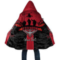 Personalised Essendon Football ANZAC Day Cloak Bombers Poppy Lest We Forget