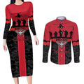 Personalised Essendon Football ANZAC Day Couples Matching Long Sleeve Bodycon Dress and Long Sleeve Button Shirt Bombers Poppy Lest We Forget