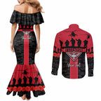 Personalised Essendon Football ANZAC Day Couples Matching Mermaid Dress and Long Sleeve Button Shirt Bombers Poppy Lest We Forget