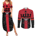 Personalised Essendon Football ANZAC Day Couples Matching Summer Maxi Dress and Long Sleeve Button Shirt Bombers Poppy Lest We Forget